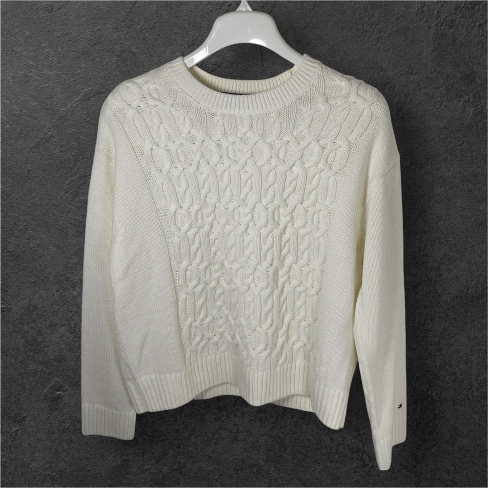 Tommy Hilfiger White Ivy‎ Knit Fisherman Sweater, M